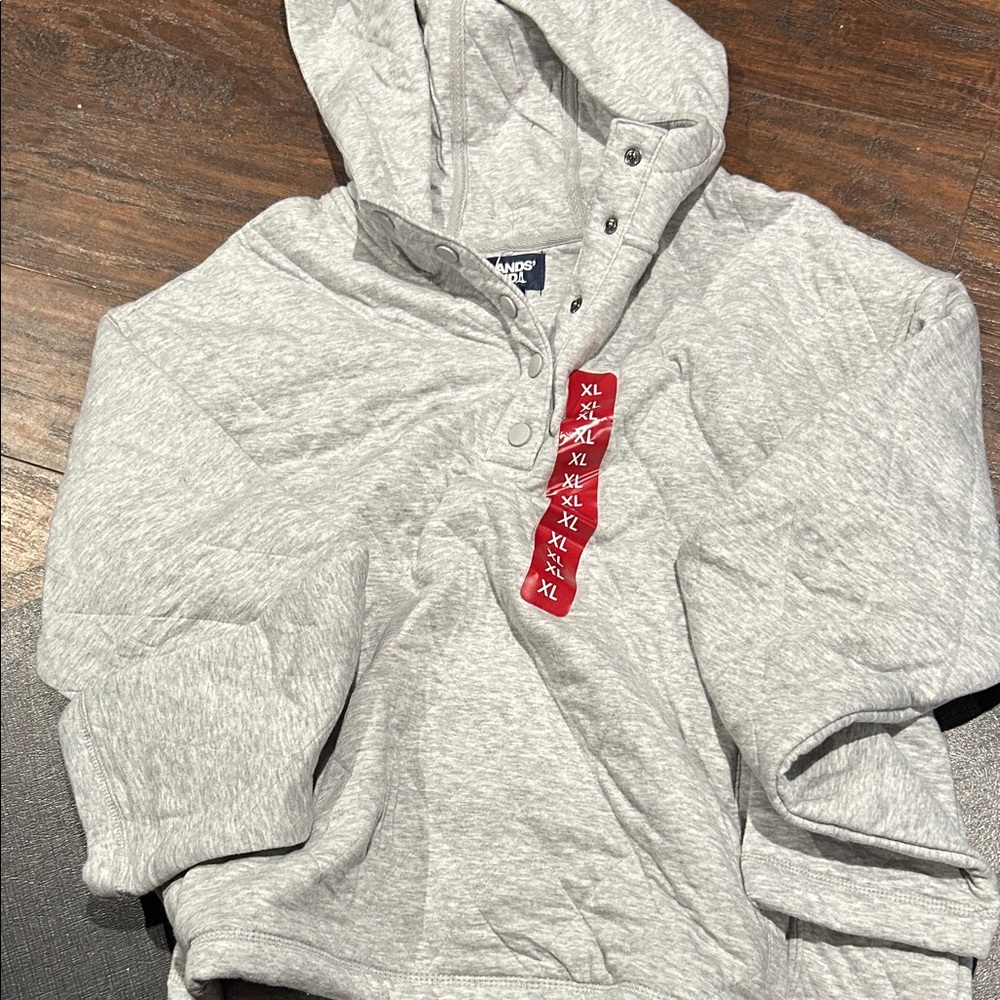 Women’s Lands' End Heather Gray Hooded Pullover Sweatshirt no tag
